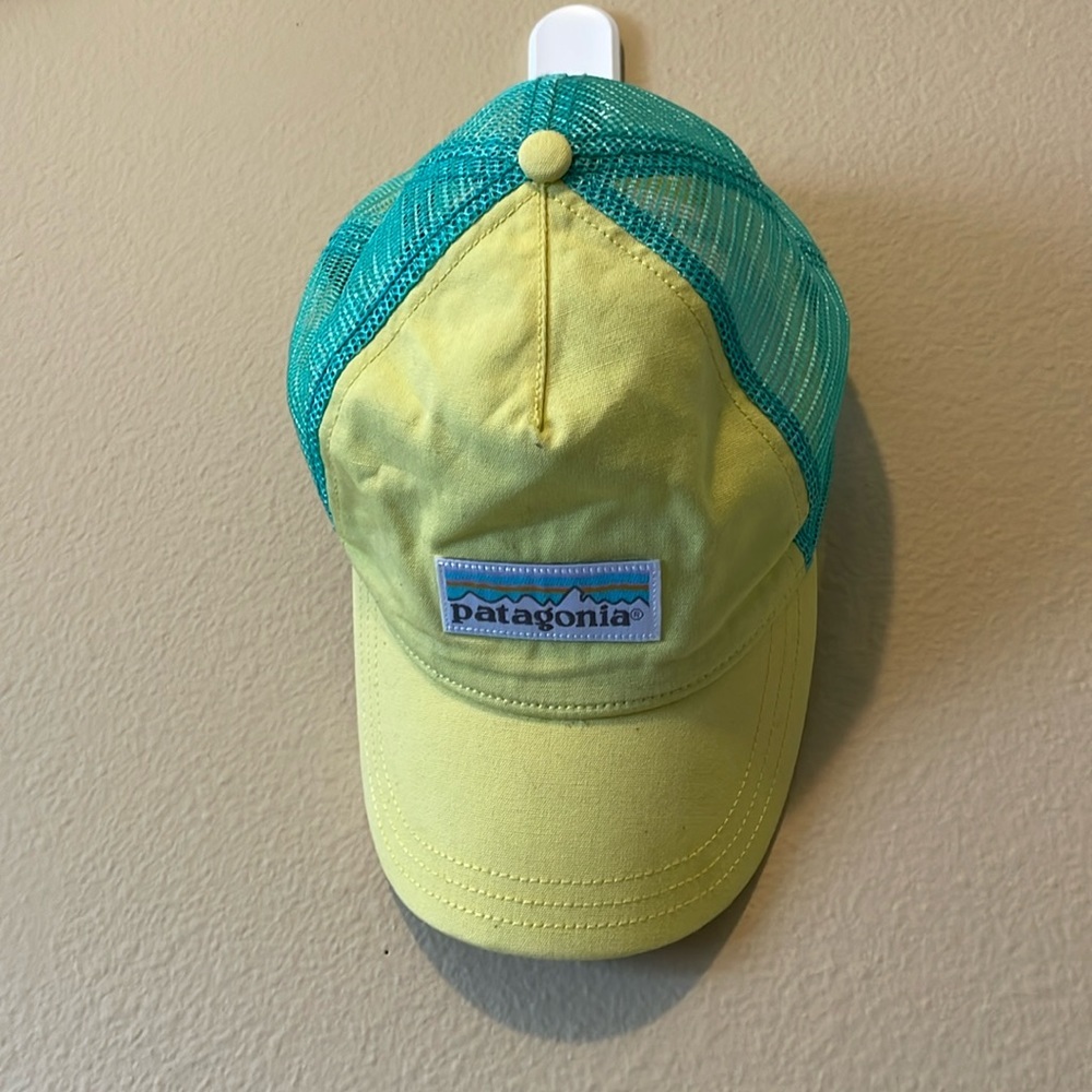 Patagonia Yellow and Teal Mesh Trucker Hat